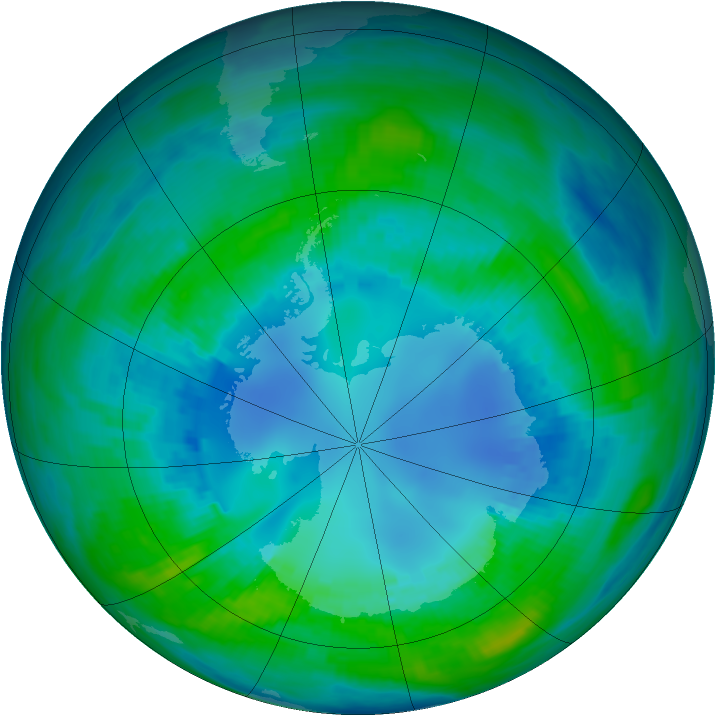 Antarctic ozone map for 23 April 1989